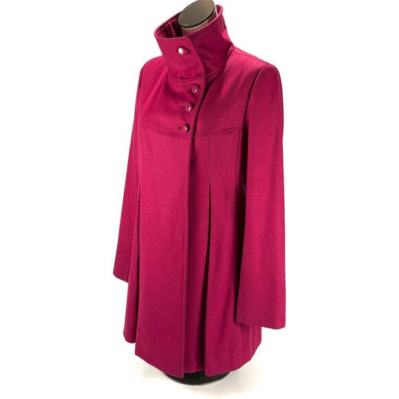 Y2K GUESS Mulberry Wool Coat Womens Preppy Peacoat Dark Fushia Jacket MED 2000s - Picture 2 of 12